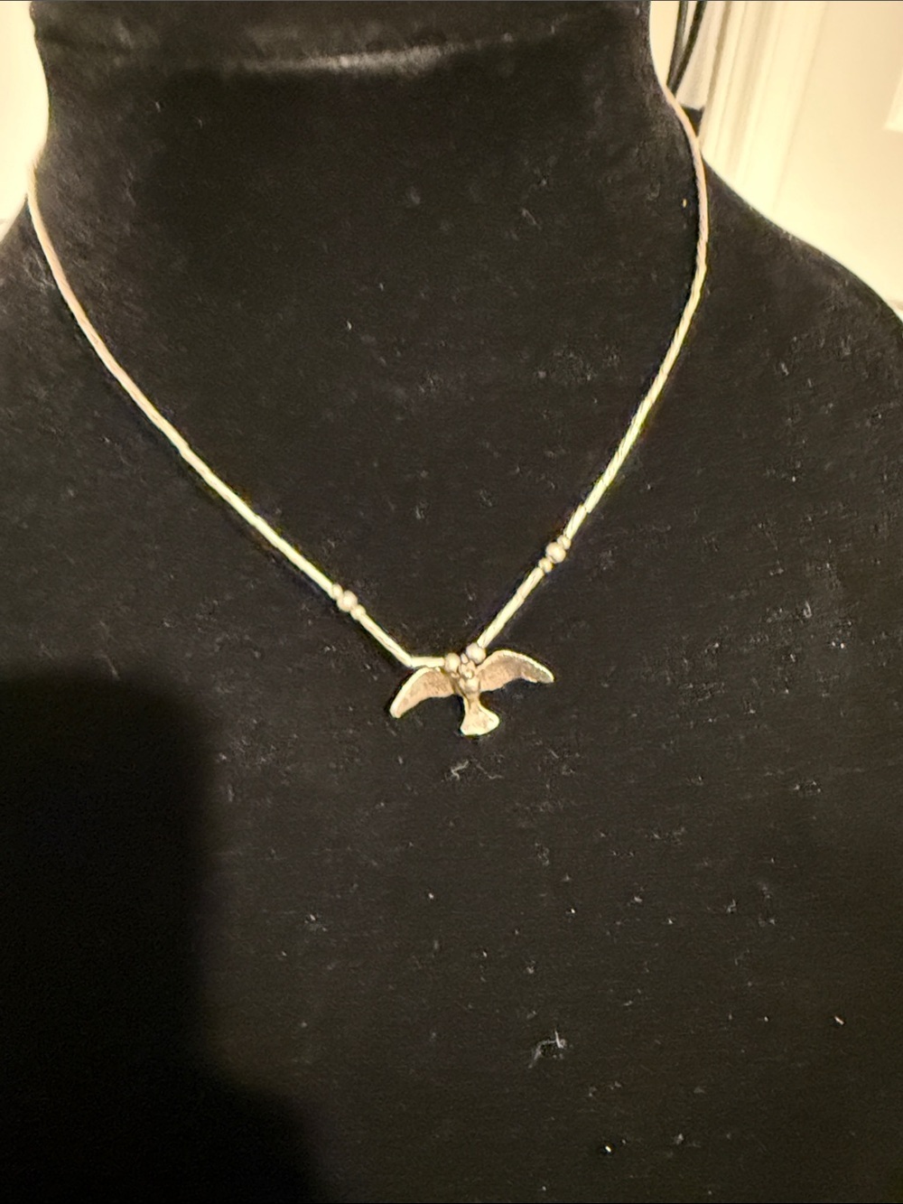 Vintage Sterling Silver flying bird dove eagle on Silver Tone delicate chain